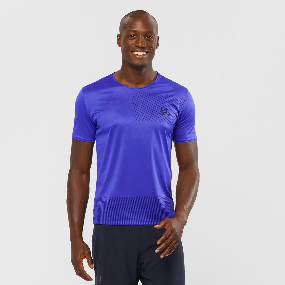 SALOMON SENSE Philippines - Men's Tee Shirt - Blue | 946703-DKV